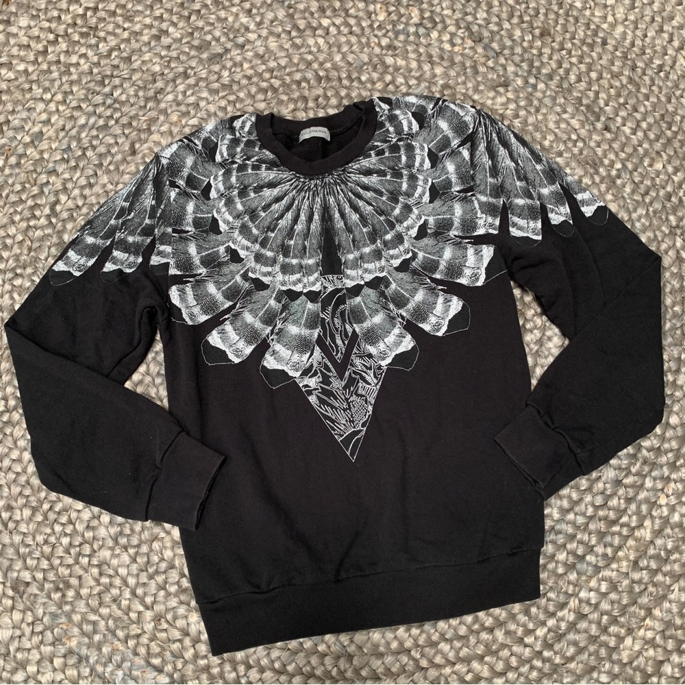 Million&Man Italian graphic sweatshirt feather tribal design black white - Picture 12 of 12